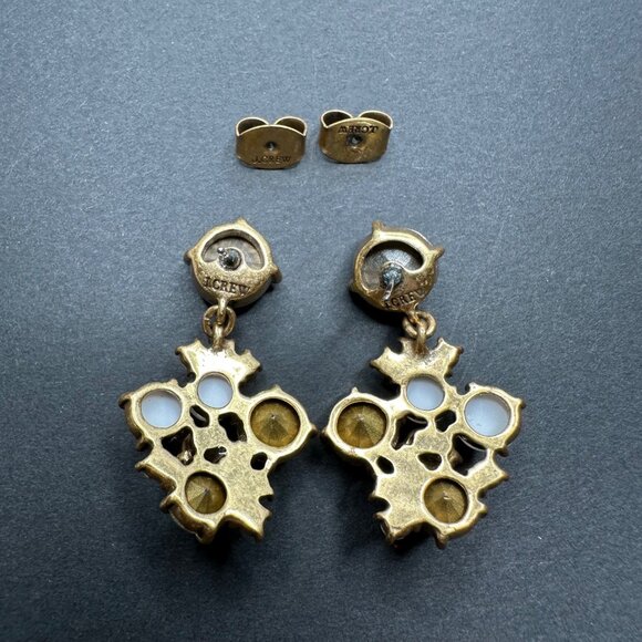 J.Crew AB Rhinestone Dangle Stud Earrings & Rhinestone Studs Set of 2 Glam - Picture 4 of 11